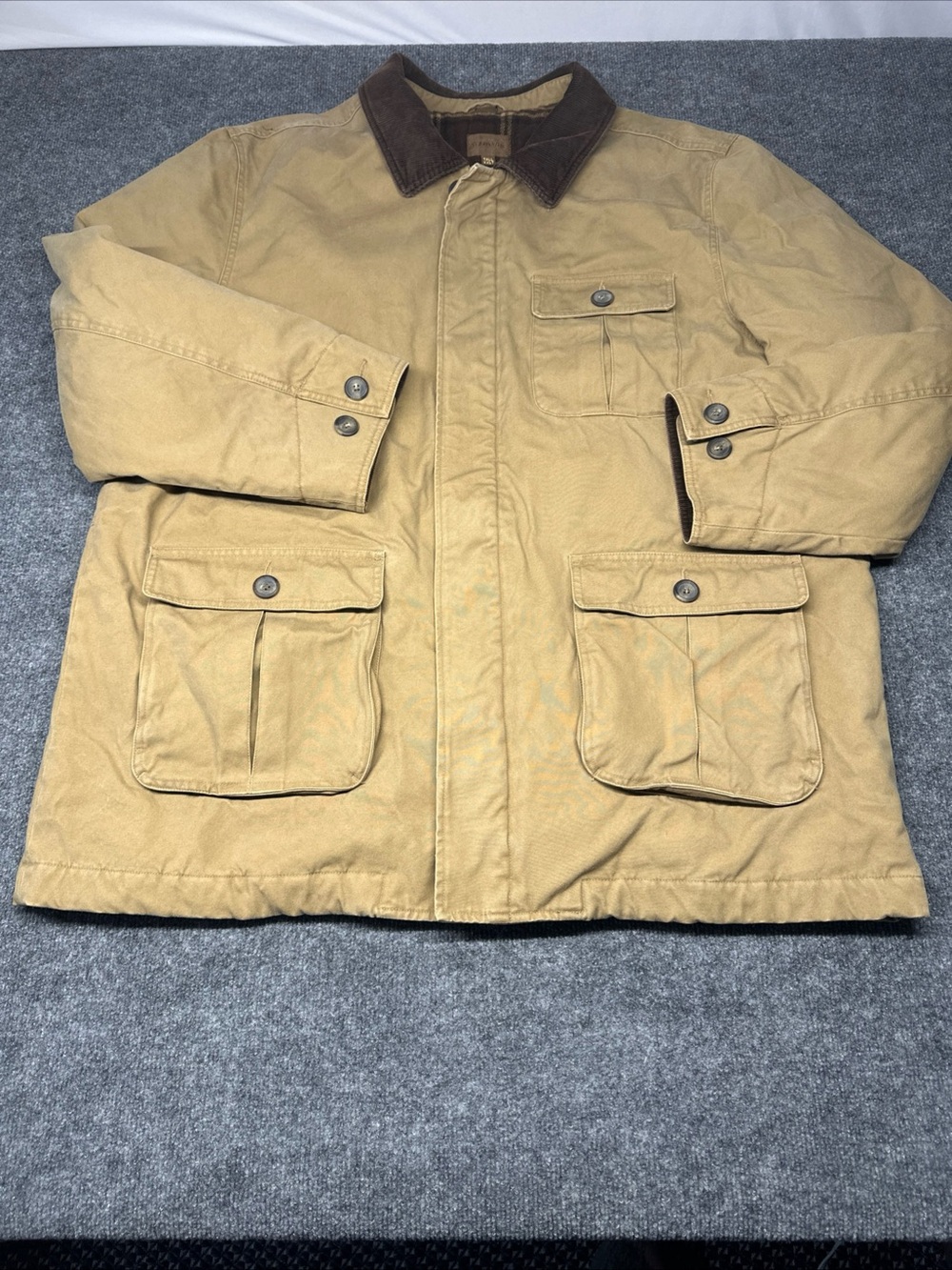 St. John's Bay Tan Field Jacket with Brown Corduroy Collar